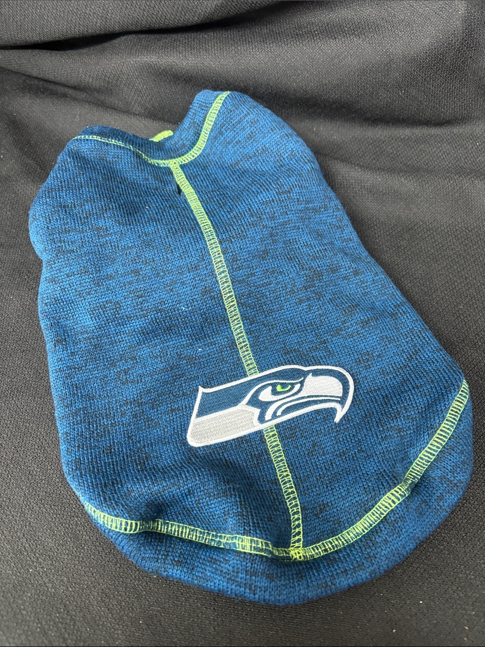 Seattle Seahawks Blue Pet Sweater with Neon Stitching